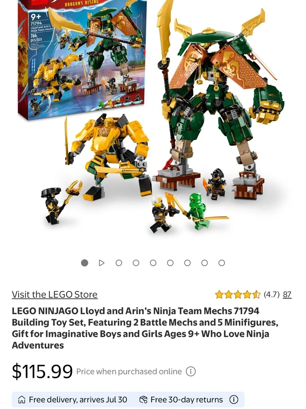 Lego Ninjago Dragons Rising Lloyd and Arin Mechs - Yellow & Green